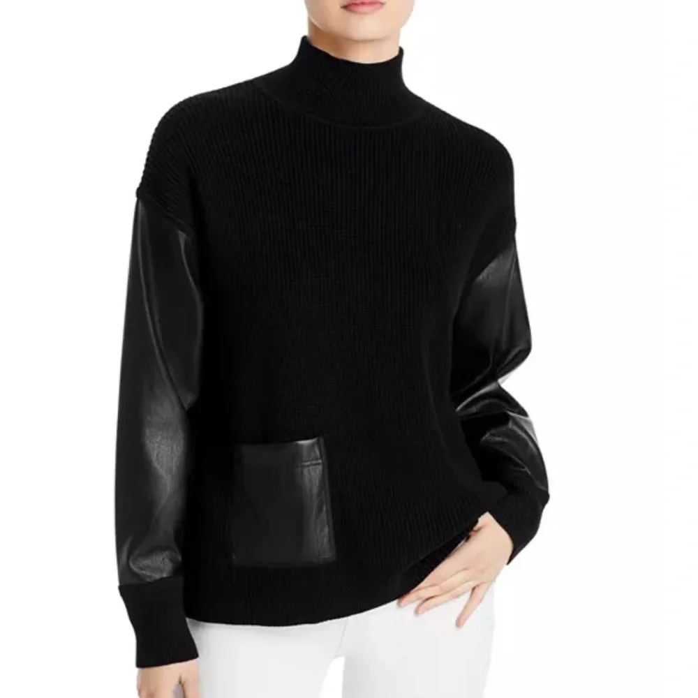 HUGO BOSS faux leather sweater